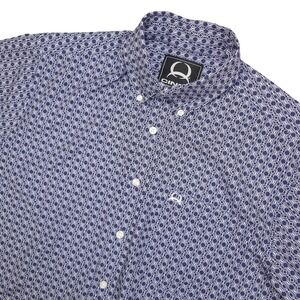 Cinch Shirt Mens Small Blue Geometric Print Short Sleeve Button Down Western